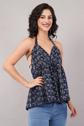 Blue Ikkat Top