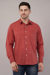 Red Polka Dot Full Sleeve Shirt For Men