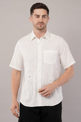 White Dobby Half Sleeve Shirt For Men