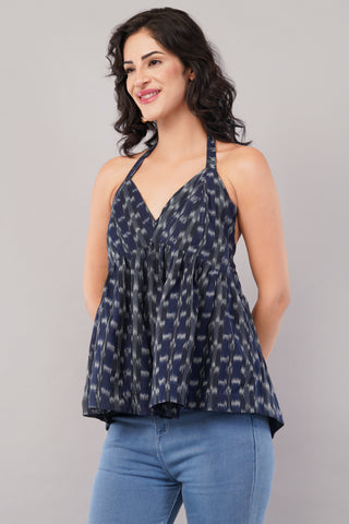 Blue Ikkat Top