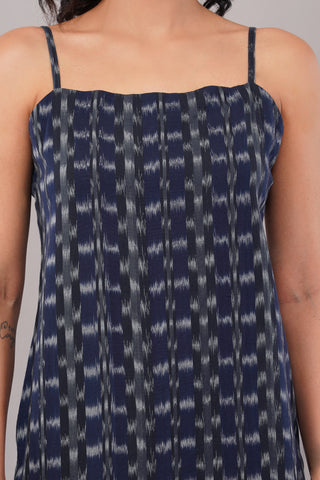 Blue Ikkat Slit Dress